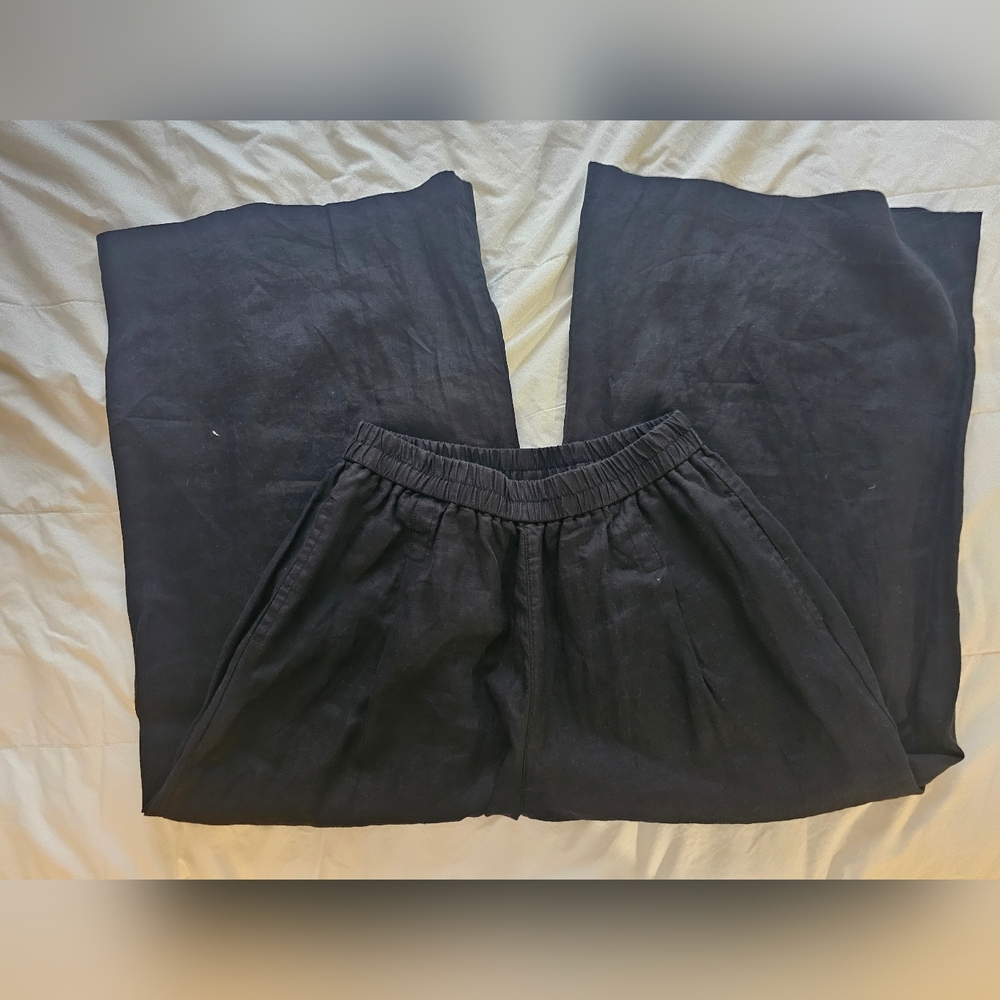 Black Linen Wide-Leg Pants